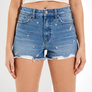 AE Flower Embroidered Jean “Mom Shorts” - Size 10